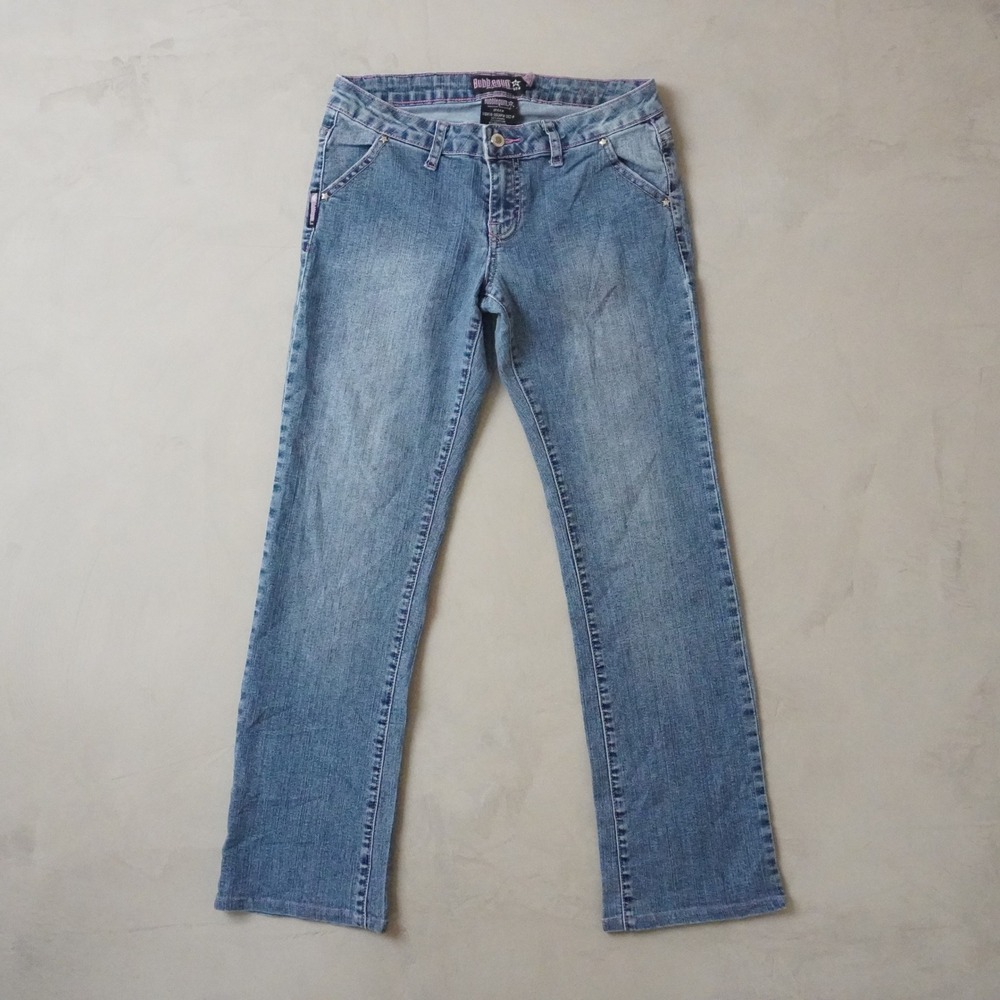 Vintage Bubblegum Jeans 16 Girls Blue Star Embroidery Pink Stitch Y2K Denim